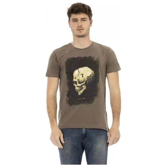 Trussardi Action Brown Cotton Men T-Shirt Trussardi Action Dim Gray