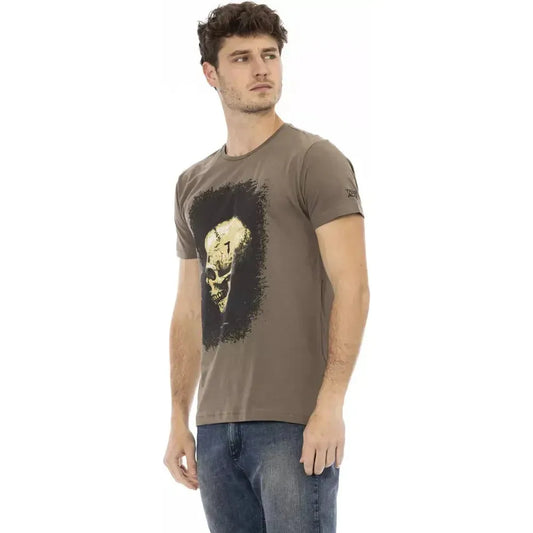 Trussardi Action Brown Cotton Men T-Shirt Trussardi Action Dim Gray