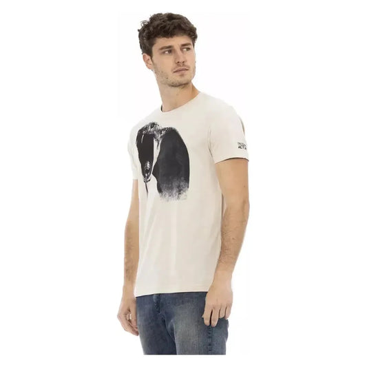 Trussardi Action Beige Cotton Men T-Shirt Trussardi Action Dark Slate Gray