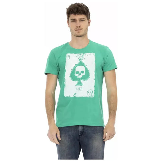 Trussardi Action Green Cotton Men T-Shirt Trussardi Action Cadet Blue