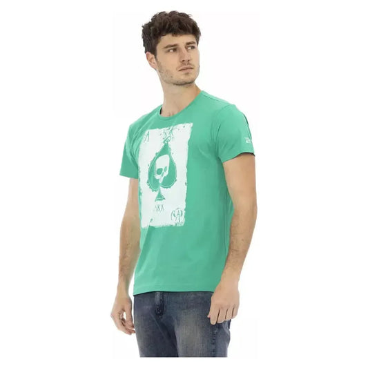 Trussardi Action Green Cotton Men T-Shirt Trussardi Action Cadet Blue