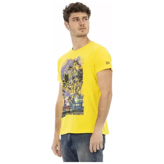 Trussardi Action Yellow Cotton Men T-Shirt Trussardi Action Dark Khaki