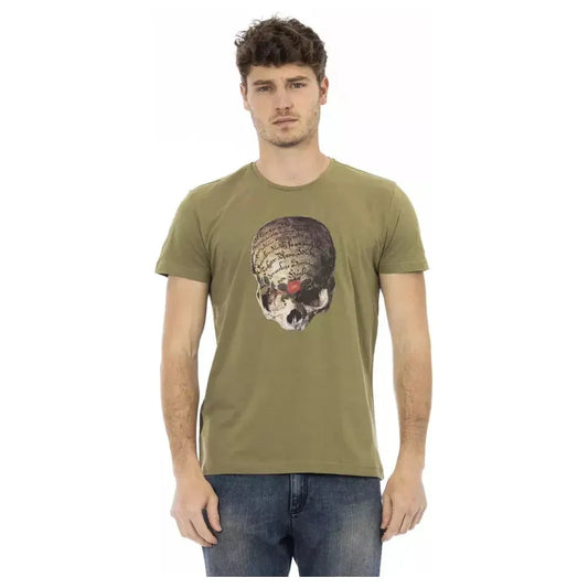 Trussardi Action Green Cotton Men T-Shirt Trussardi Action Dim Gray