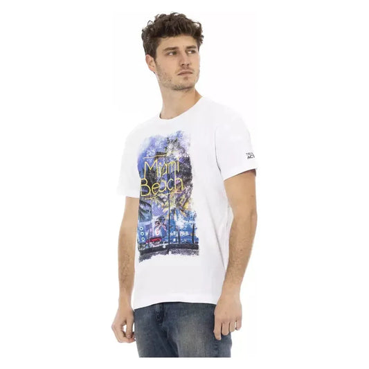 Trussardi Action White Cotton Men T-Shirt Trussardi Action Light Gray