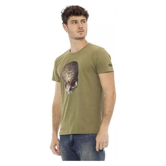 Trussardi Action Green Cotton Men T-Shirt Trussardi Action Dim Gray