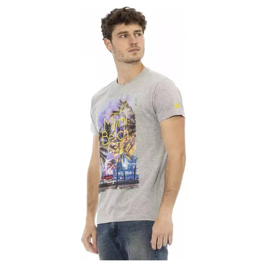 Trussardi Action Gray Cotton Men T-Shirt Trussardi Action Dark Gray