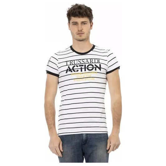Trussardi Action White Cotton Men T-Shirt Trussardi Action Dark Slate Gray