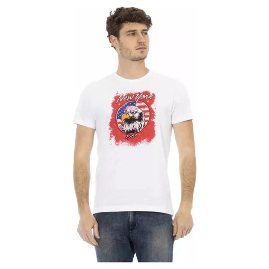 Trussardi Action White Cotton Men T-Shirt Trussardi Action Dark Slate Gray