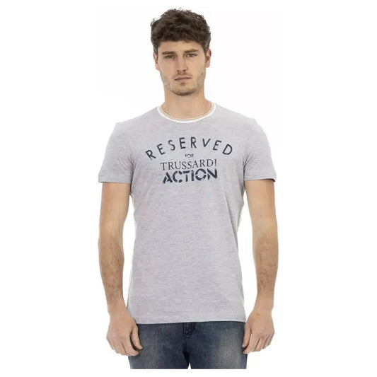 Trussardi Action Gray Cotton Men T-Shirt Trussardi Action Gray
