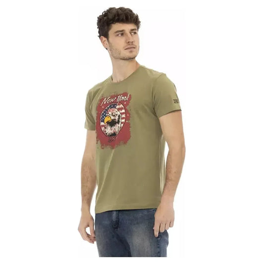 Trussardi Action Green Cotton Men T-Shirt Trussardi Action Rosy Brown