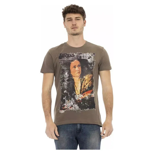 Trussardi Action Brown Cotton Men T-Shirt Trussardi Action Dim Gray