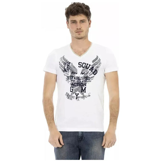 Trussardi Action White Cotton Men T-Shirt Trussardi Action Light Gray