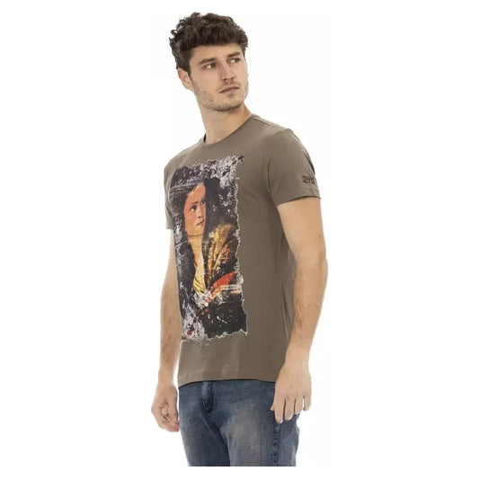 Trussardi Action Brown Cotton Men T-Shirt Trussardi Action Dim Gray