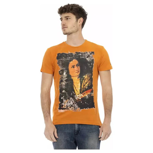 Trussardi Action Orange Cotton Men T-Shirt Trussardi Action Dark Khaki