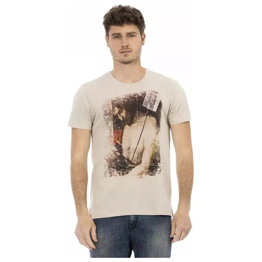 Trussardi Action Beige Cotton Men T-Shirt Trussardi Action Gray