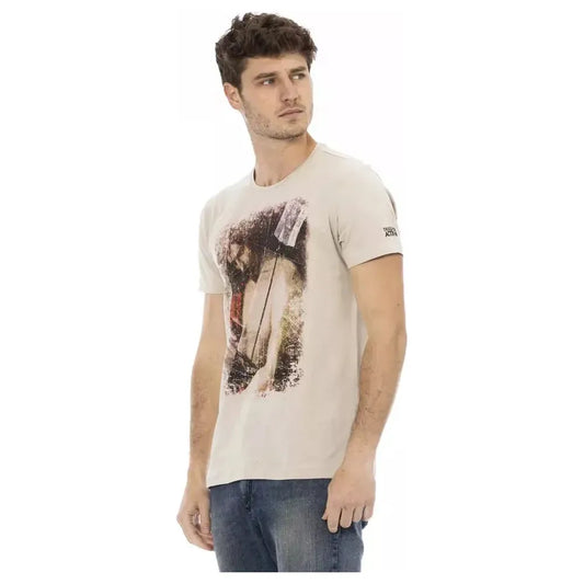 Trussardi Action Beige Cotton Men T-Shirt Trussardi Action Gray