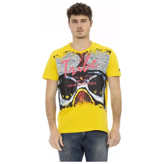 Trussardi Action Yellow Cotton Men T-Shirt Trussardi Action Dark Slate Gray