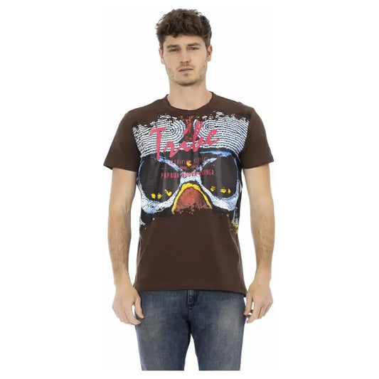 Trussardi Action Brown Cotton Men T-Shirt Trussardi Action Dark Slate Gray