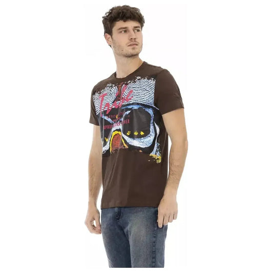 Trussardi Action Brown Cotton Men T-Shirt Trussardi Action Dark Slate Gray