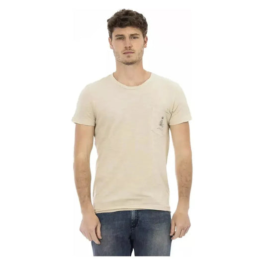 Trussardi Action Beige Cotton Men T-Shirt Trussardi Action Light Gray