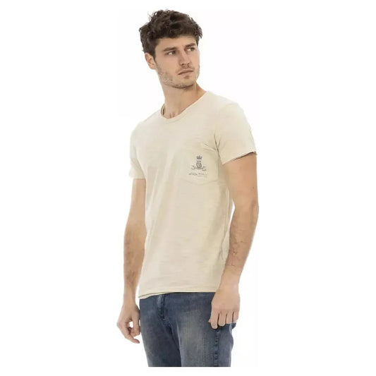 Trussardi Action Beige Cotton Men T-Shirt Trussardi Action Gray