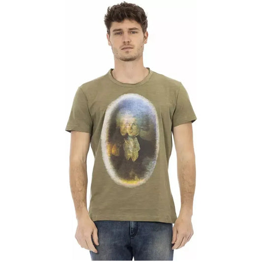 Trussardi Action Green Cotton Men T-Shirt Trussardi Action Dim Gray