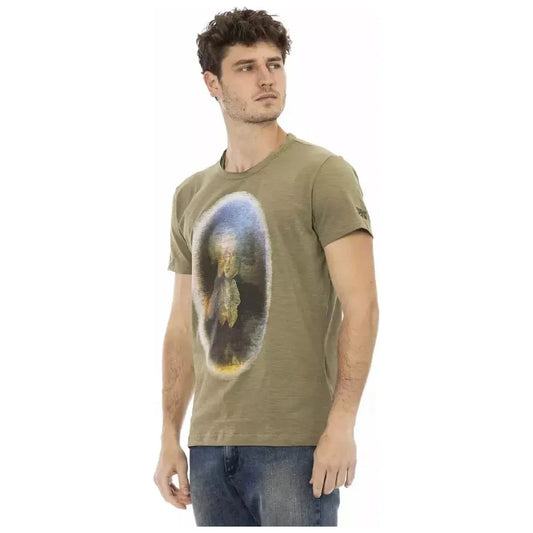 Trussardi Action Green Cotton Men T-Shirt Trussardi Action Dim Gray