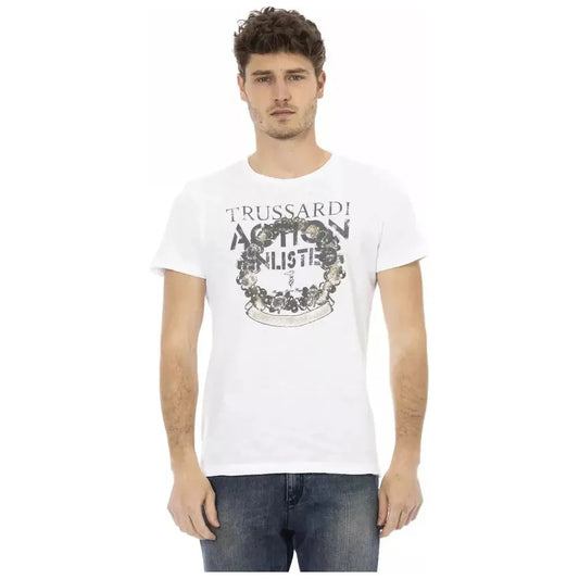 Trussardi Action White Cotton Men T-Shirt Trussardi Action Dark Slate Gray