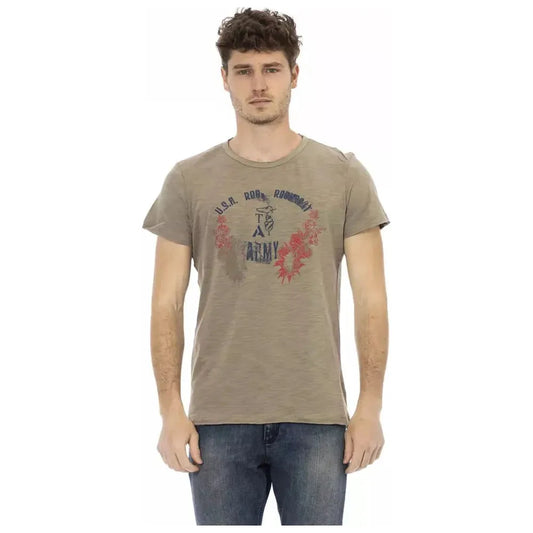 Trussardi Action Green Cotton Men T-Shirt Trussardi Action Rosy Brown
