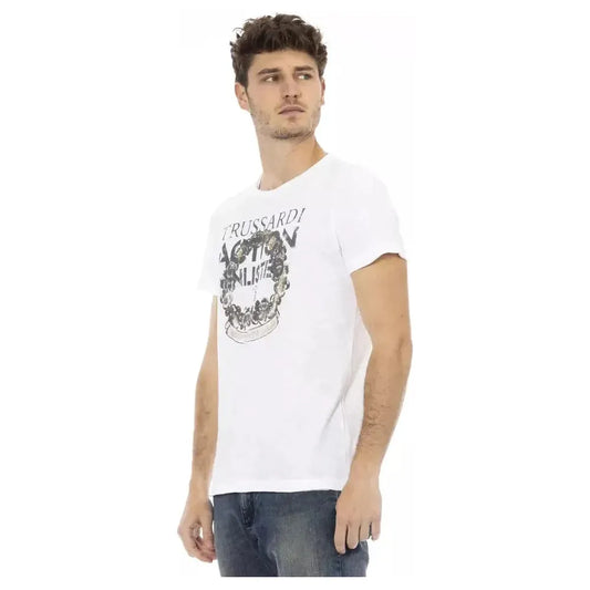 Trussardi Action White Cotton Men T-Shirt Trussardi Action Dark Slate Gray