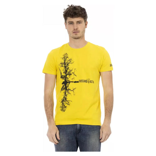 Trussardi Action Yellow Cotton Men T-Shirt Trussardi Action Goldenrod