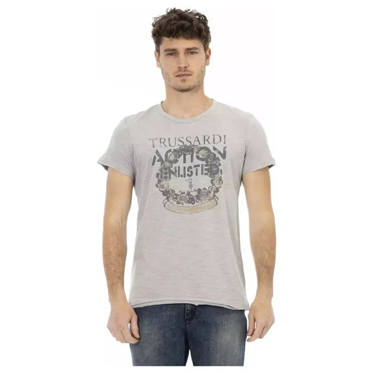 Trussardi Action "Gray Cotton Men T-Shirt" Trussardi Action Gray