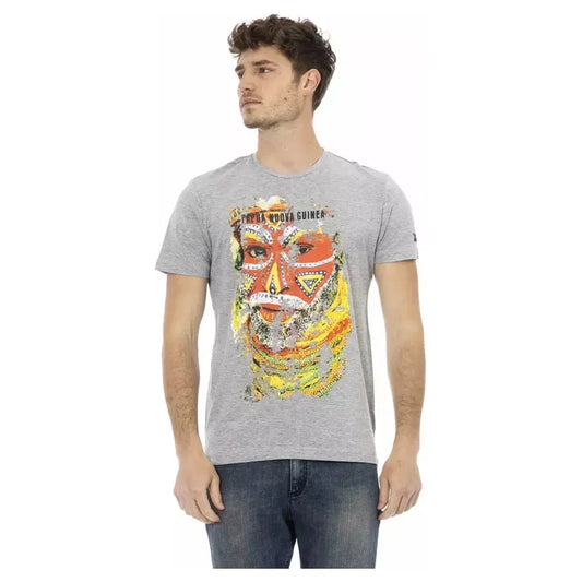 Trussardi Action Gray Cotton Men T-Shirt Trussardi Action Dark Gray