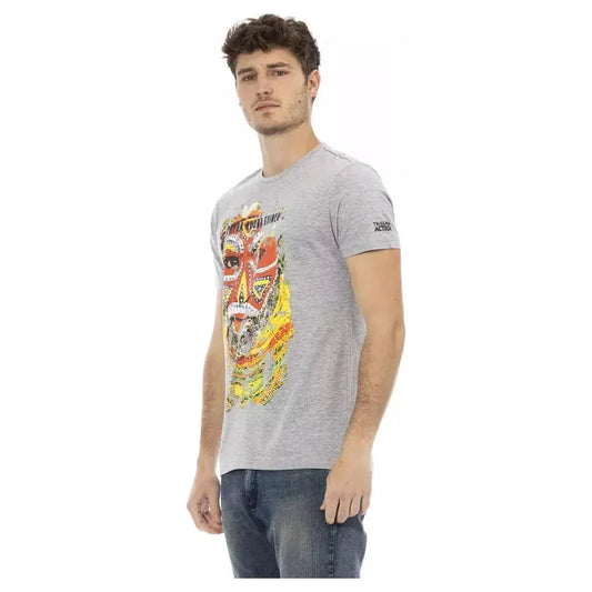 Trussardi Action Gray Cotton Men T-Shirt Trussardi Action Dark Gray