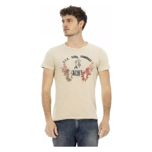 Trussardi Action Beige Cotton Men T-Shirt Trussardi Action Wheat