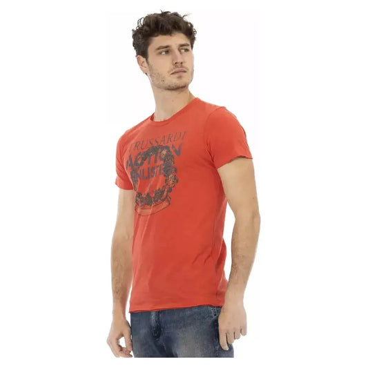 Trussardi Action Red Cotton Men T-Shirt Trussardi Action Sienna