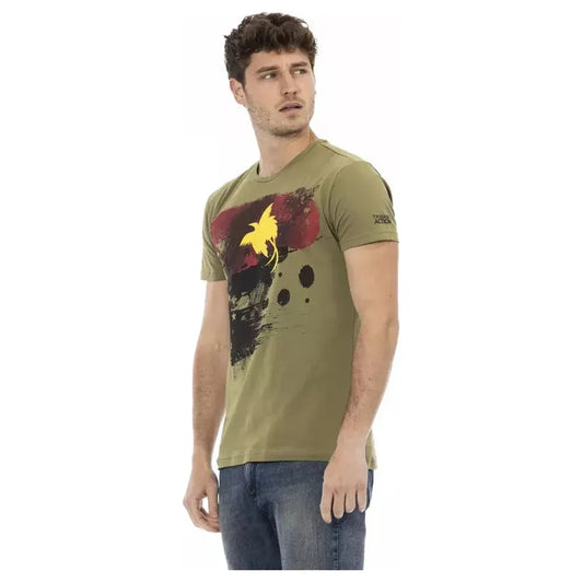 Trussardi Action Green Cotton Men's T-Shirt Trussardi Action Dim Gray
