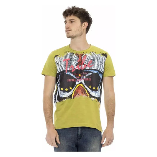 Trussardi Action Green Cotton Men T-Shirt Trussardi Action Dark Khaki