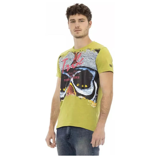 Trussardi Action Green Cotton Men T-Shirt Trussardi Action Dark Khaki
