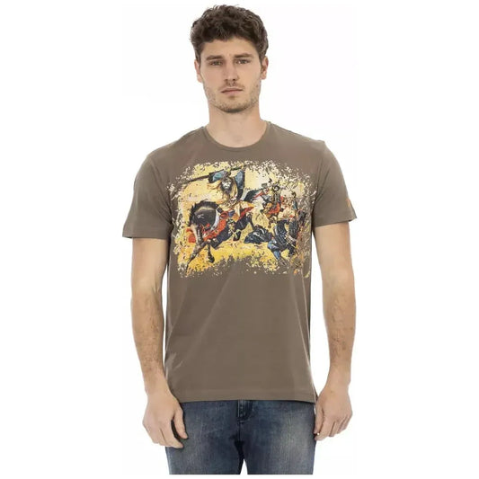 Trussardi Action Brown Cotton Men T-Shirt Trussardi Action Dim Gray