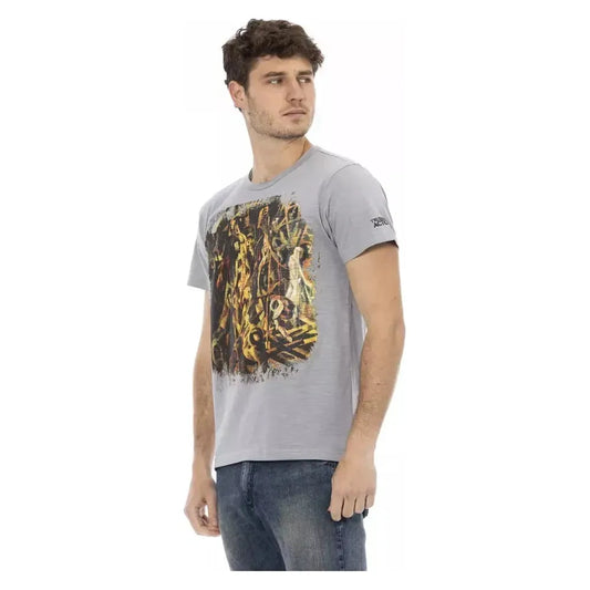 Trussardi Action Gray Cotton Men T-Shirt Trussardi Action Rosy Brown