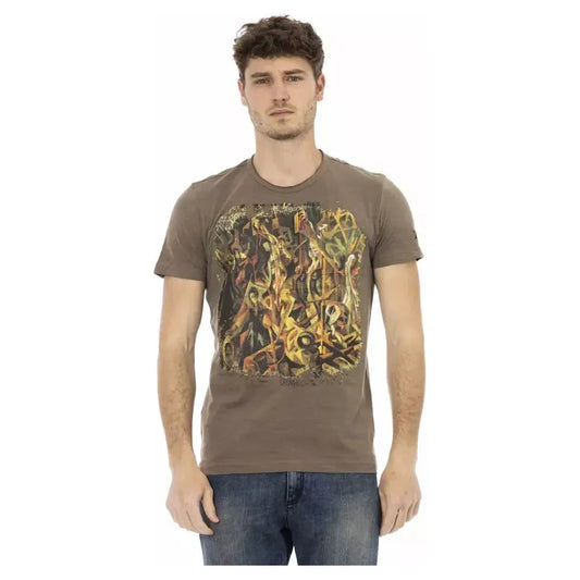 Trussardi Action Brown Cotton Men T-Shirt Trussardi Action Dim Gray