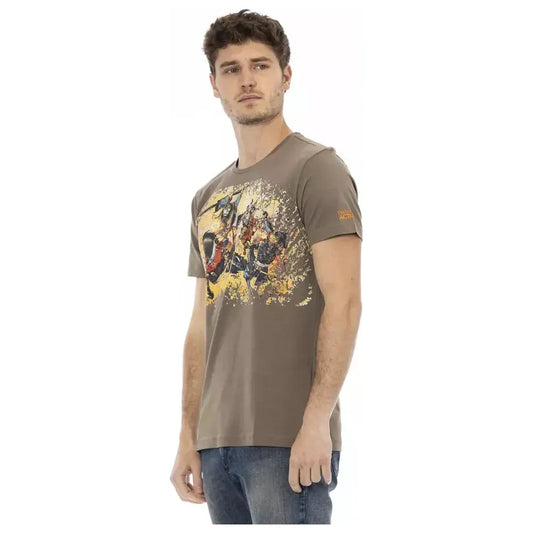 Trussardi Action Brown Cotton Men T-Shirt Trussardi Action Dim Gray