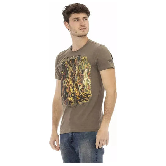 Trussardi Action Brown Cotton Men T-Shirt Trussardi Action Dim Gray