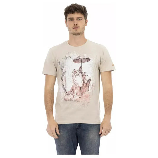 Trussardi Action Beige Cotton Men T-Shirt Trussardi Action Light Gray