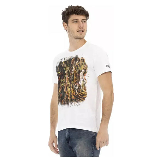 Trussardi Action White Cotton Men T-Shirt Trussardi Action Light Gray