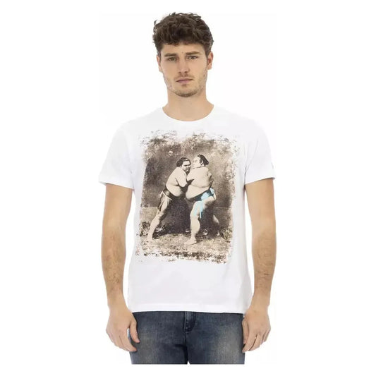 Trussardi Action White Cotton Men T-Shirt Trussardi Action Light Gray