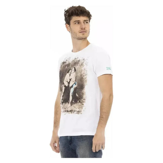 Trussardi Action White Cotton Men T-Shirt Trussardi Action Light Gray
