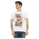 Trussardi Action Sleek White Cotton Blend Tee with Graphic Front