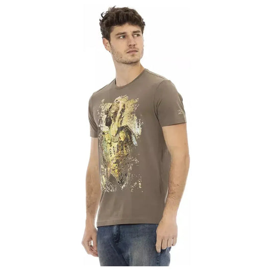 Trussardi Action Brown Cotton Men T-Shirt Trussardi Action Dim Gray